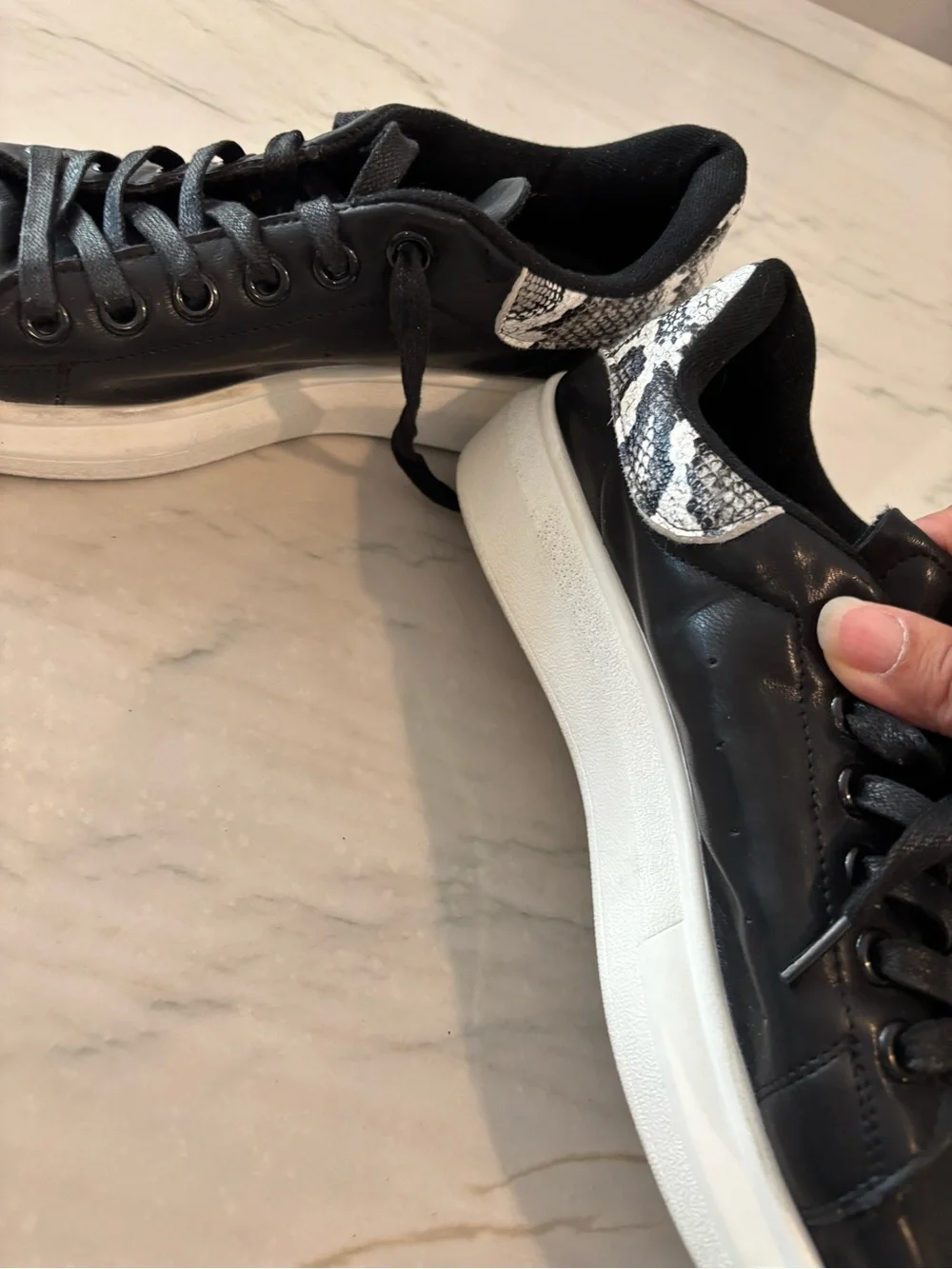 Seven7 Women’s Low-Top Sneakers with Snake-Print Heel